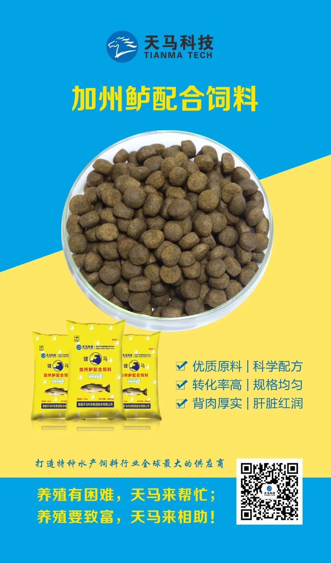 天马科技引领特种水产优质发展丨坚持做好市场认可的加州鲈鱼料
